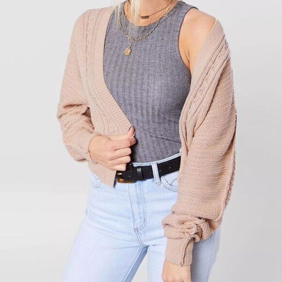 NWT Free People Moon River Cardigan Sweater Knit Cardigan Neutral Earthy Chic - Picture 2 of 13